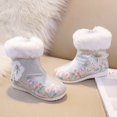 thumbnail image 2 of Otqutp Round Toe Shoes for Toddler Girls Shoes Butterfly Embroidered Warm Cotton Boots Embroidered Boots National Style Boots Princess Cotton Boots(White,3-3.5 Years), 2 of 6