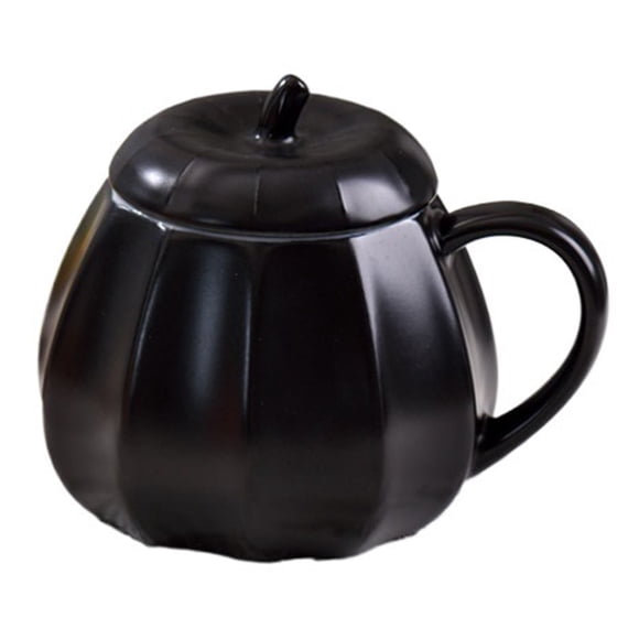 Pumpkin Mug with Lid, Ceramic Halloween Coffee Cup, Insulated Handle & Leak-Proof Design