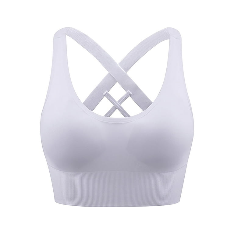 CLZOUD Wide Band Bras for Women White Women's Solid Color Seamless Thin Belt  Thin Elastic Casual Bottom Bra Yoga Underwear M 