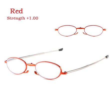 High-definition Metal Frame Lightweight Ultra Light Resin Presbyopia Eyewear Vision Care Eyeglasses Reading Glasses RED STRENGTH 1.00
