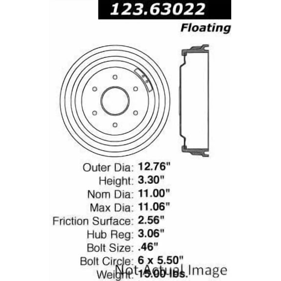 Centric Parts Brake Drum P/N:123.63022