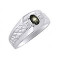 thumbnail image 4 of RYLOS Men's Rings Sterling Silver Classic Nugget 6X4MM Oval Gemstone & Diamond Ring Black Star Sapphire March Birthstone Ring Size 12, 4 of 7
