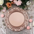 thumbnail image 6 of BalsaCircle 24 Rose Gold 14" Metallic Acrylic Wooden Textured Round Baroque Plastic Charger Plates, 6 of 8
