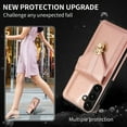 thumbnail image 3 of ELEHOLD Crossbody Wallet Case for Samsung Galaxy S23 FE,Back Credit Card Holder Metal Snap Luxury Purse Case with Shoulder Strap for Women Girls for Samsung Galaxy S23 FE,Rosegold, 3 of 6