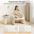 thumbnail image 6 of HomePerch Sherpa Fleece Accent Chair, White Upholstered Armchair with Pillow, Comfy Single Sofa Chair with Arms for Living Room, Bedroom, Office, 6 of 11