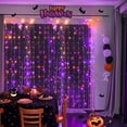 thumbnail image 2 of JMEXSUSS 300LED Orange and Purple Halloween Curtain Lights with Remote, 9.8x9.8ft Window Twinkle Hanging String Lights Plug in, Halloween Lights for Bedroom Wall Party Backdrop Indoor Outdoor Decor, 2 of 7