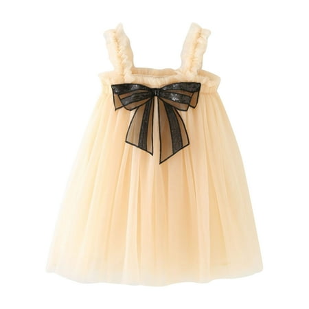 

Funicet Baby Girls Summer Slip Dresses Sleeveless Bowknot Dresses Pleated Mesh Gauze Dresses for Daily Vacation Holiday