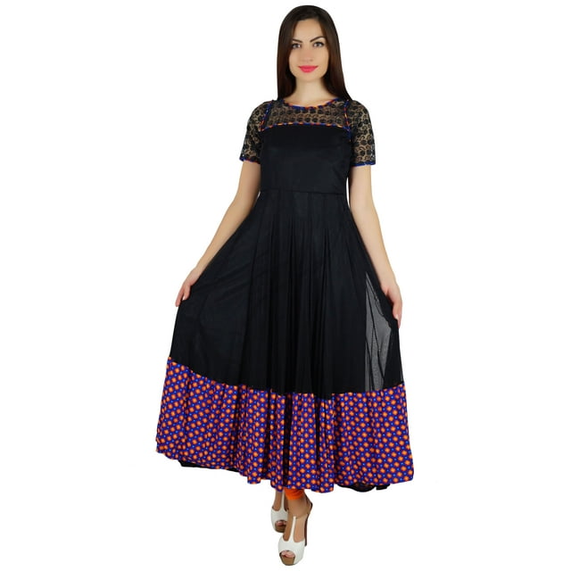 Bimba Kurta Anarkali en Filet pour Femmes Kurti Longue Robe de Soirée Vêtements Indiens