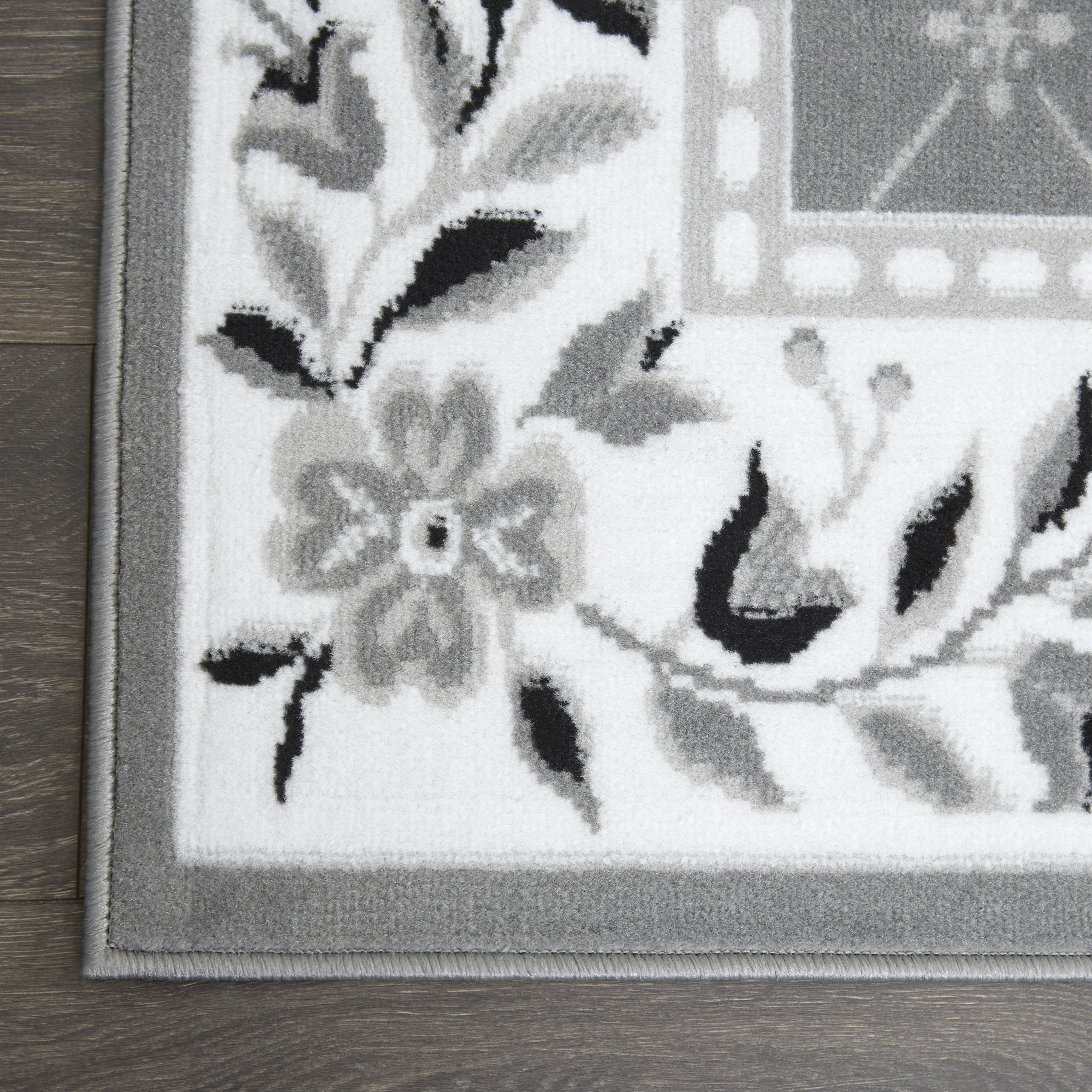 Home Dynamix Premium Aydin Traditional Diamond Floral Area Rug, Grey/Ivory, 21"x35"
