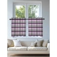 thumbnail image 4 of Purple Black Plaid Tier Curtains 24 Inch Length,Sheer Curtains for Bedroom Living Room Window Farmhouse Purple Black Checkered Rod Pocket Drapes Kitchen Curtains Small Half Window 27.5"x24" 2 Panels, 4 of 6