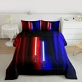 thumbnail image 2 of Manfei Neon Light Sword Bedding Comforter Set,Cartoon Gradient Light Twin Comforter Sets,Red Blue Lines Bedding Set For Kids,Luxury Bedroom Decor Reversible,2-Piece, 2 of 8