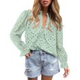 thumbnail image 1 of Blusa para Mujer PRETTYGARDEN Manga Larga Cuello en V con Encaje Talla L, 1 of 6