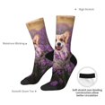 thumbnail image 4 of Fuzoiu Dog in Lavender Flowers Print Athletic Crew Socks for Men & Women,Casual Crew Socks,Above Ankle Crew Socks for Business, Casual, 4 of 6
