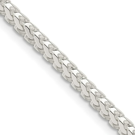 925 Sterling Silver Franco Chain Styles Necklace 3.4 mm D/C Square 16 inch