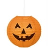 Round Pumpkin Halloween Paper Lantern, 10 in, Orange, 1ct