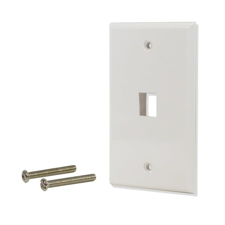 5 Pack Lot 1 port Hole Keystone Jack Wall Plate Smooth Surface White