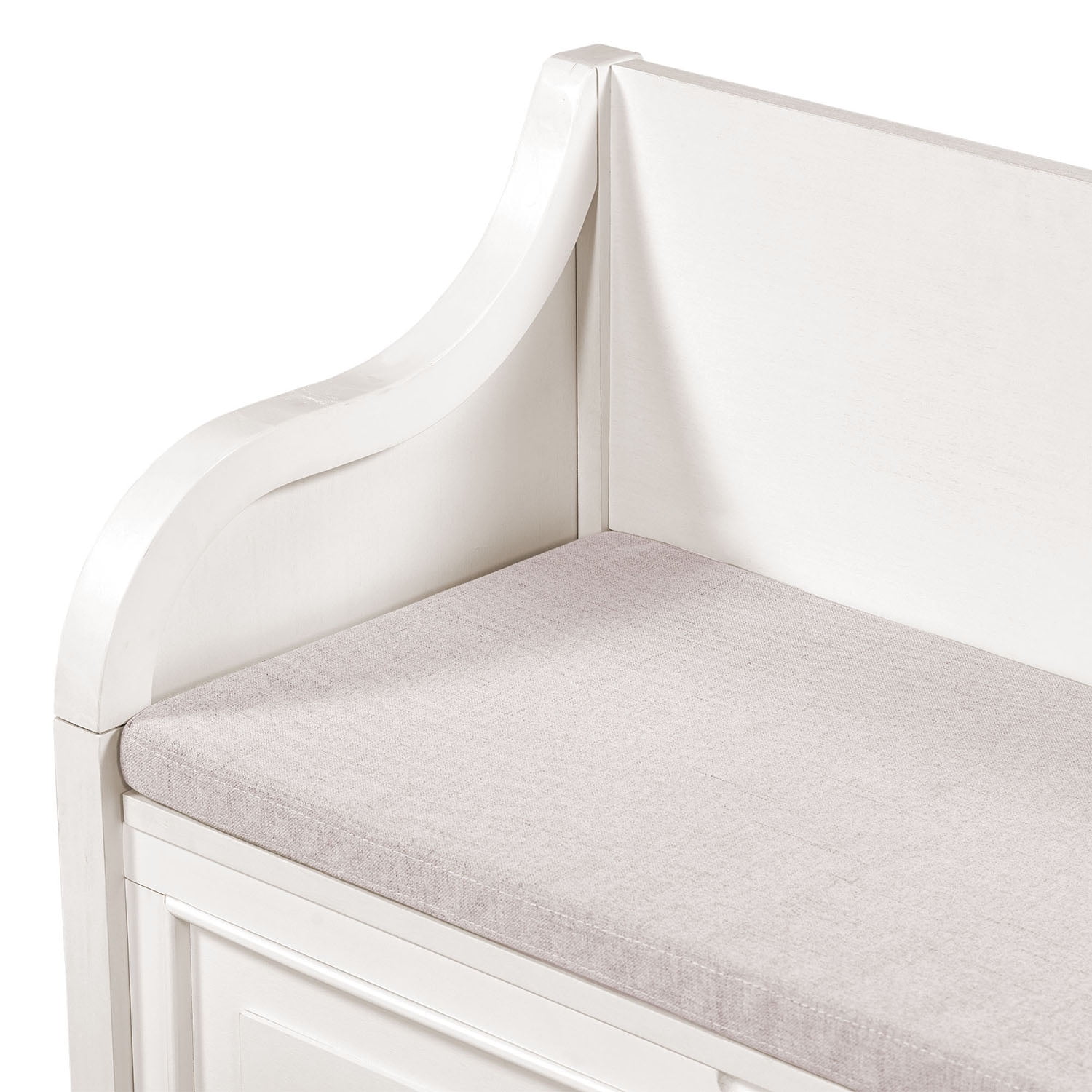 Kadyn 42" Entryway Multifunctional Storage Bench, Pine Storage Bench with Safety Hinge, Rustic Style Solid Wood Entryway Bench for Living Room, White