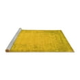 thumbnail image 2 of Ahgly Company Machine Washable Indoor Round Abstract Yellow Contemporary Area Rugs, 3' Round, 2 of 4
