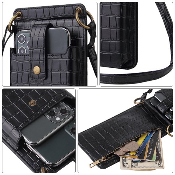 BESTYASH Stylish Black Crossbody Bag for Women, Multipurpose Phone Wallet Purse with Card Storage