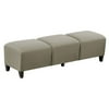 Parkside Three Seat Bench in Polyurethane or Fabric 64.5"W Peppercorn Fabric/Mahogany Finish