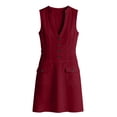 thumbnail image 4 of Asgosdo Women Dresses Summer V Neck Sleeveless Botton Slim Fit Trendy Vacation Midi Dress with Pockets, 4 of 5