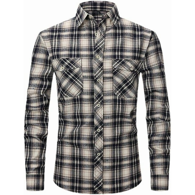 Camisa informal a cuadros para hombre, estilo formal, de negocios, de corte entallado y con bolsillos para uso social en la calle
