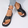 thumbnail image 7 of Womens Flip Flops Walking Sandals Women Women's Sandals Womens Dress Sandals Women Comfy Wedge Flip Flops Sandals Summer PU Leather Comfortable Clip Toe Sandals Black 5.5, 7 of 7