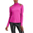 thumbnail image 1 of I.N.C Womens Cutout Mock-Neck Cold Shoulder Blouse, Purple, X-Large, 1 of 1