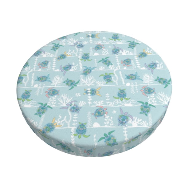 Balery Sea Turtle Fundas de asiento para taburete de bar redondo de tela de terciopelo ajustables que protegen de arañazos y manchas para sillas de 14 a 17 pulgadas.-14 inch