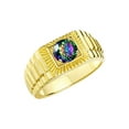thumbnail image 4 of RYLOS Men's Ring Yellow Gold Plated Silver Ring, 7MM Round Shape Gemstone Designer Style Rings Alexandrite June Birthstone Rings Silver Size 8, 4 of 7