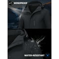 thumbnail image 3 of Men's Hooded Softshell Jacket Water-resistant Insulated Windbreaker Winter Warm Fleece Lined Rain Shell Jacket Black L, 3 of 8