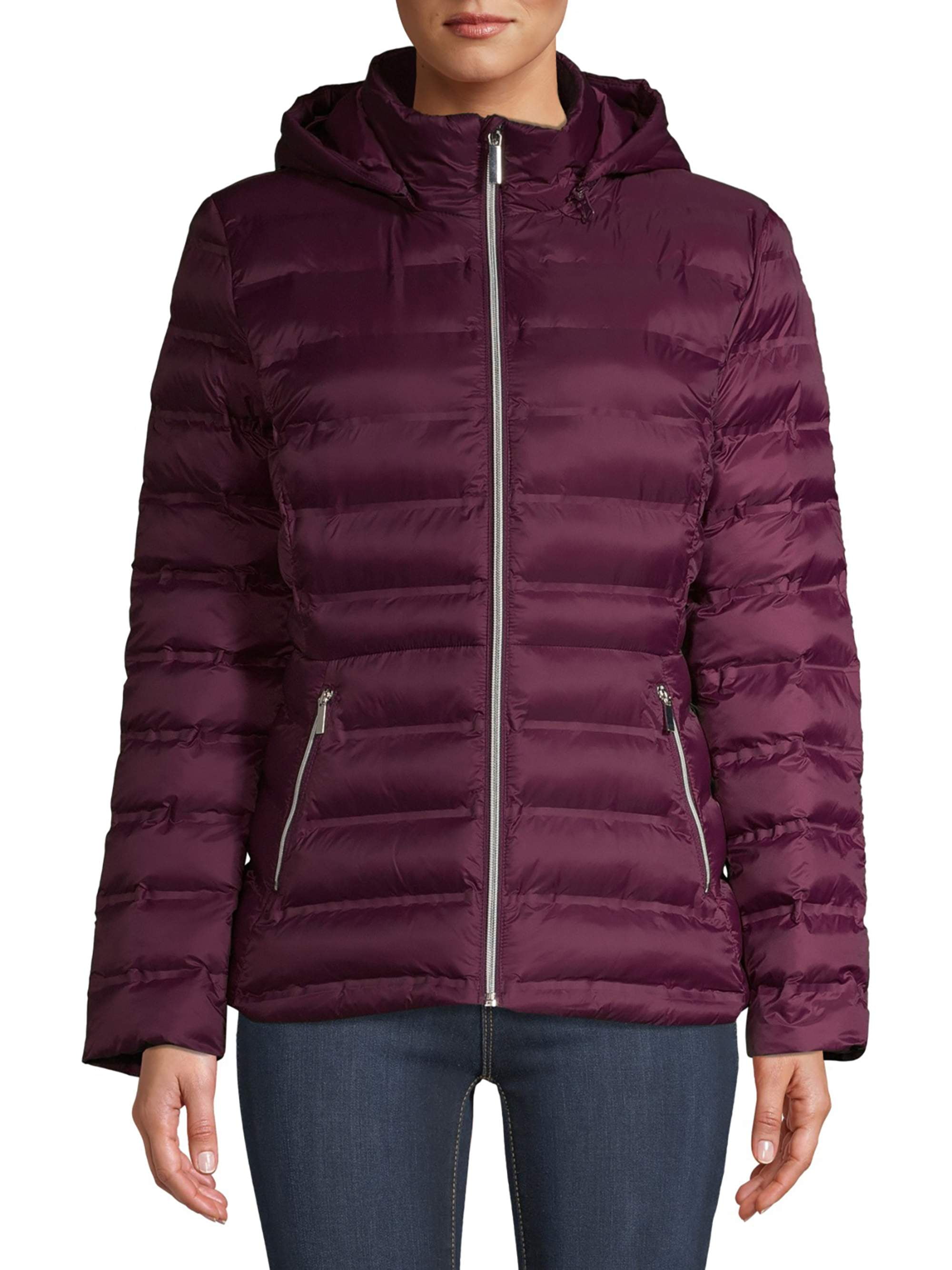 Time and Tru Time and Tru Women's Packable Puffer Jacket with Hood