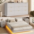 thumbnail image 2 of ASTUVIA 4-Piece Bedroom Set for Adult, Fluted King Floating LED Bed Frame with 2 Nightstands and Fluted 9 Drawer Dressers,White, 2 of 10