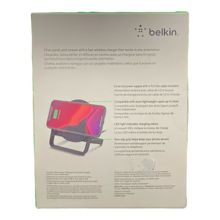 Belkin - 10W Qi-Certified Wireless Charger Stand - Fast Charging for iPhone, Samsung Galaxy - Includes AC Adapter - Black