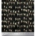 thumbnail image 1 of Soimoi Black Cotton Poplin Fabric Floral & Text Printed Craft Fabric by the Yard 42 Inch Wide, 1 of 3