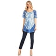 thumbnail image 5 of Sakkas Donna Women's Casual Lace Short Sleeve Tie Dye Corset Loose Top Blouse - SkyBlue - Plus Size, 5 of 5