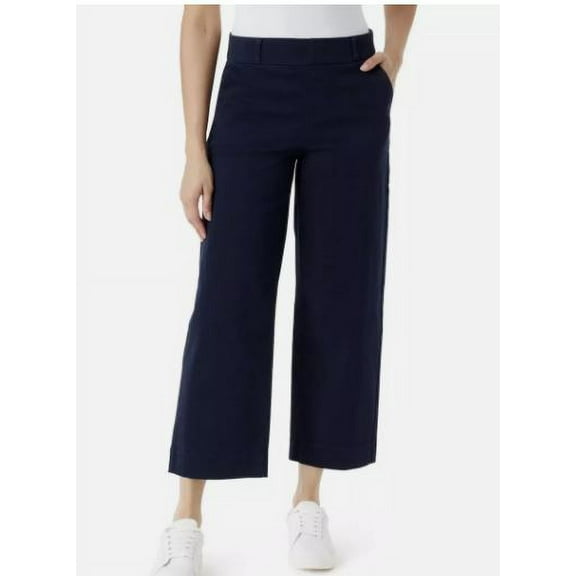 Gloria Vanderbilt Women's Wide Leg Cropped Pants, Navy 4