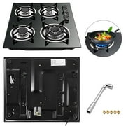 Fichiouy 23” Gas Cooktop Built-in Stove in Black with 4 Burners