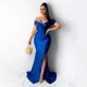 thumbnail image 5 of Vestidos de noche de sirena con escote en V y hombros descubiertos sexys para mujer, elegantes vestidos largos formales ajustados con frunces para fiestas nocturnas y bailes de graduación, 5 of 5