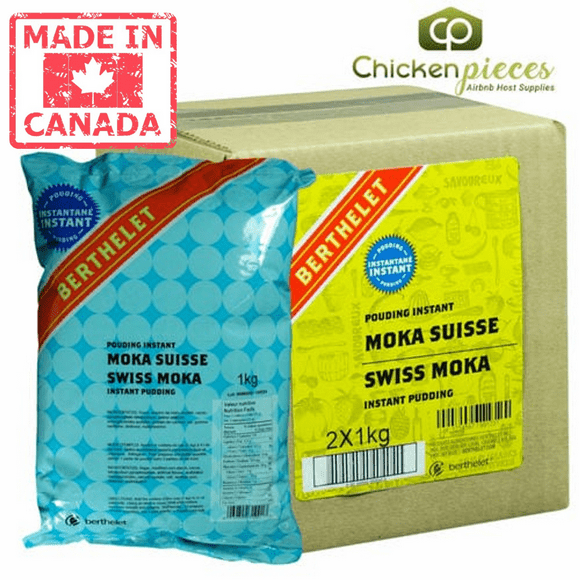 Berthelet Pudding Mix Instant Mocha Swiss 1kg/2.20Lbs (2/Case)-Canadian Made