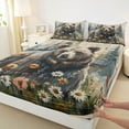 thumbnail image 3 of Feelyou Rustic Bear Boy Full Size Sheets, Vibrant Groovy Floral Bed Sheets, 4-Piece, 3 of 7