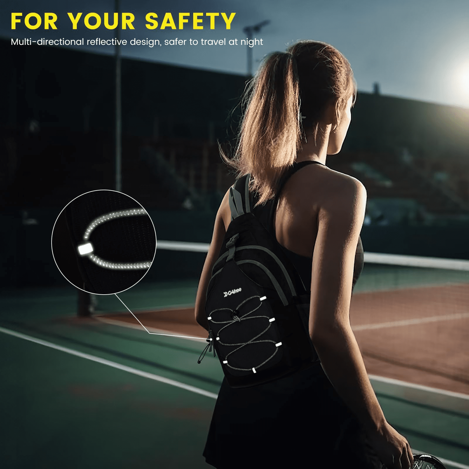 G4Free Pickleball Sling Bag for Women - Lightweight Crossbody Sports Bag