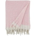 thumbnail image 3 of Fennco Styles Faux Mohair Herringbone Throw Blanket 50" W x 60" L – Pink Cozy Fringe Blanket for Home, Couch, Bedroom, Living Room, Office, and Holiday Décor, 3 of 4