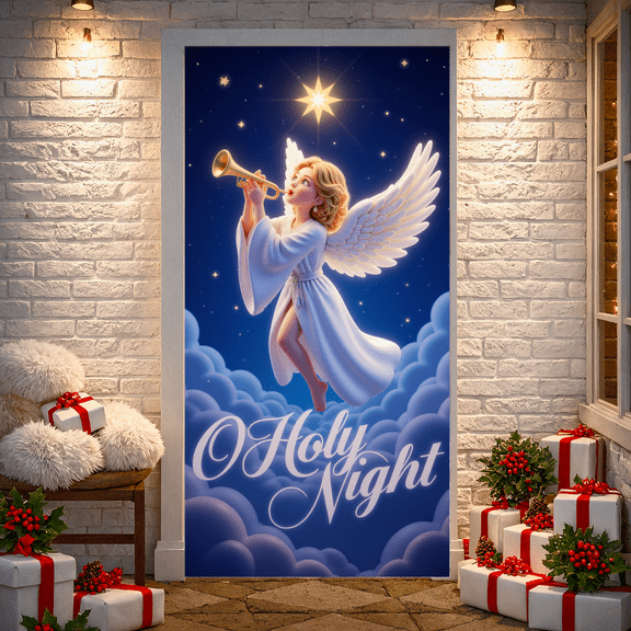 Elegant Design O Holy Night Banner Religious Celebration Background for Christmas Party Holiday Decoration Family Gathering