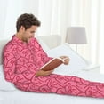 thumbnail image 6 of Picia red bows Pattern Men’s Long-Sleeve Sleepwear Set - Soft 2-Piece Loungewear with Pockets, Comfy PJs for Relaxing Nights-Large, 6 of 7