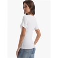 thumbnail image 5 of Women's Short Sleeve V-Neck Ribbed Knit T-Shirt - Fitted Basic Top, 5 of 6