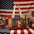 thumbnail image 6 of Quilted Tote Bag USA 250th Anniversary Floral Print Shoulder Bag Patriotic Independence Day Tote for Everyday Use, 6 of 8