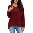 thumbnail image 2 of VBVC No Boundarie Women's V-Neck Slimming Sweatshirts,Long Sleeve Pullover Tops For Women,Ladies' Pluz Size Fit Shirts,Wine,Size XXL, 2 of 8