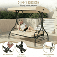 thumbnail image 5 of Pirecart 3-Seat Patio Porch Swing, Outdoor Converting Swing Chair with Canopy & Cushion, Graden, Yard, Beige, 5 of 7