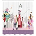 thumbnail image 3 of Las Vegas Shower Curtain, Modern Cartoon Teenagers Walking on the Street in Nevada United States Airplane, Fabric Bathroom Set with Hooks, 69W X 84L Inches Extra Long, Multicolor, by Ambesonne, 3 of 3